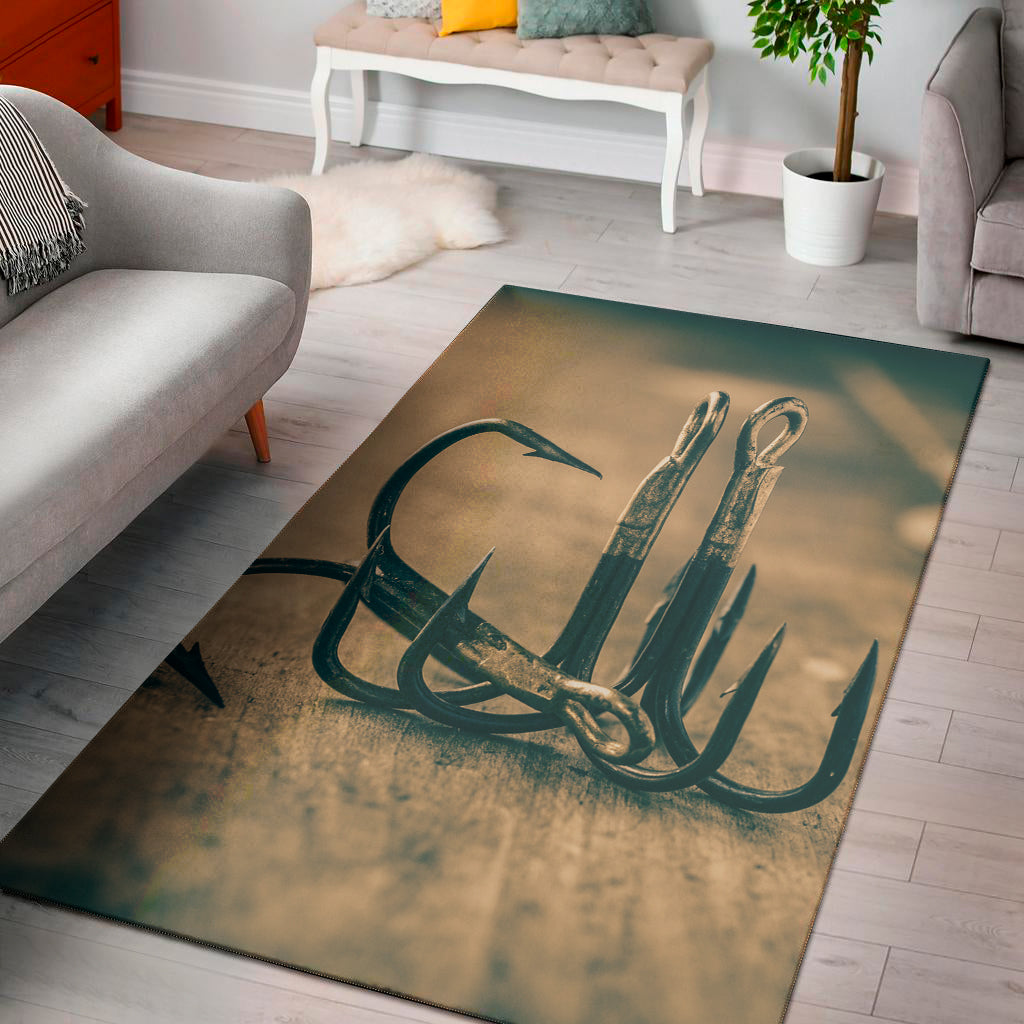 Fishing Hooks Print Area Rug