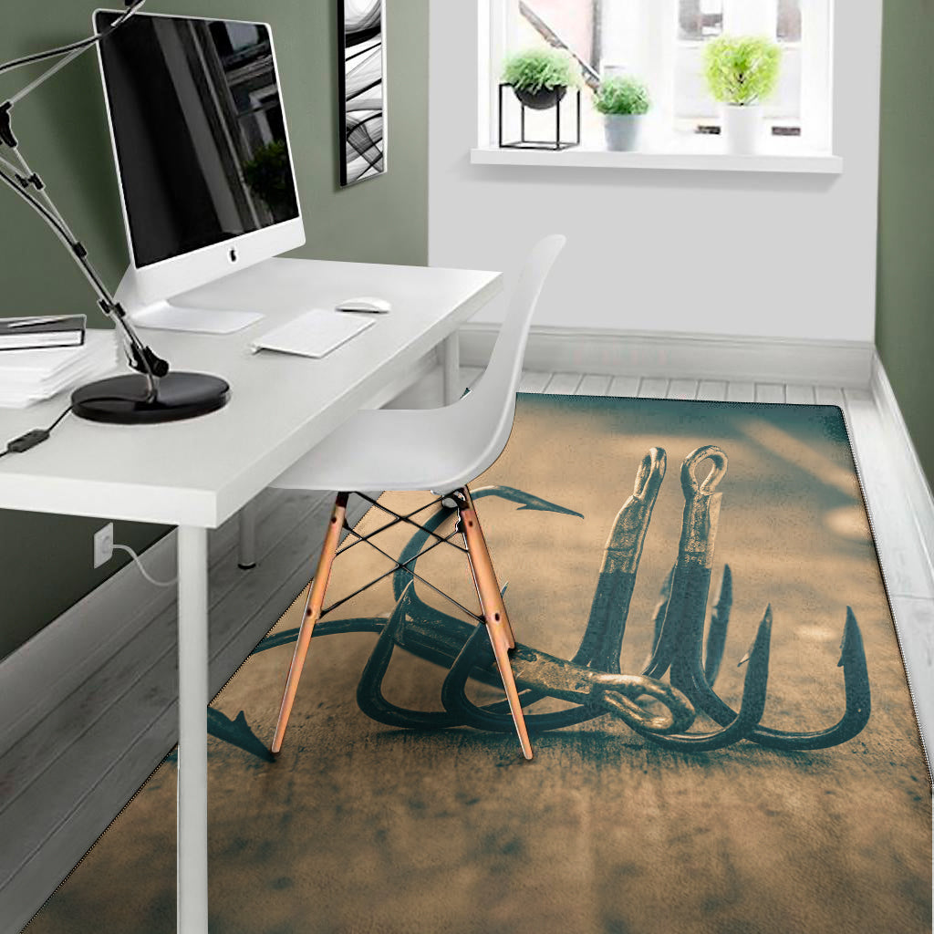 Fishing Hooks Print Area Rug