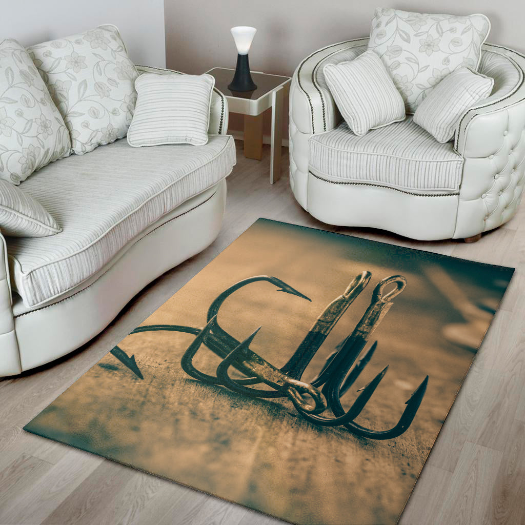 Fishing Hooks Print Area Rug