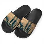 Fishing Hooks Print Black Slide Sandals