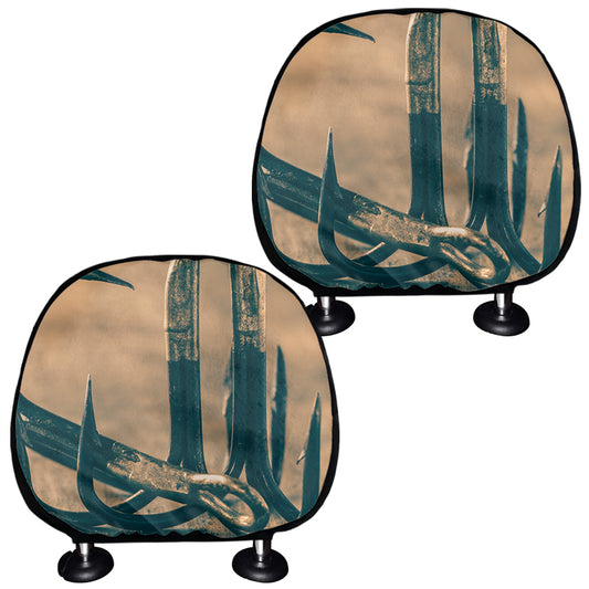 Fishing Hooks Print Car Headrest Covers