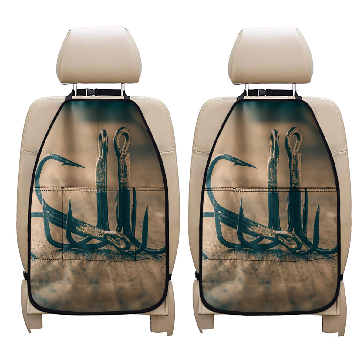 Fishing Hooks Print Car Seat Organizers