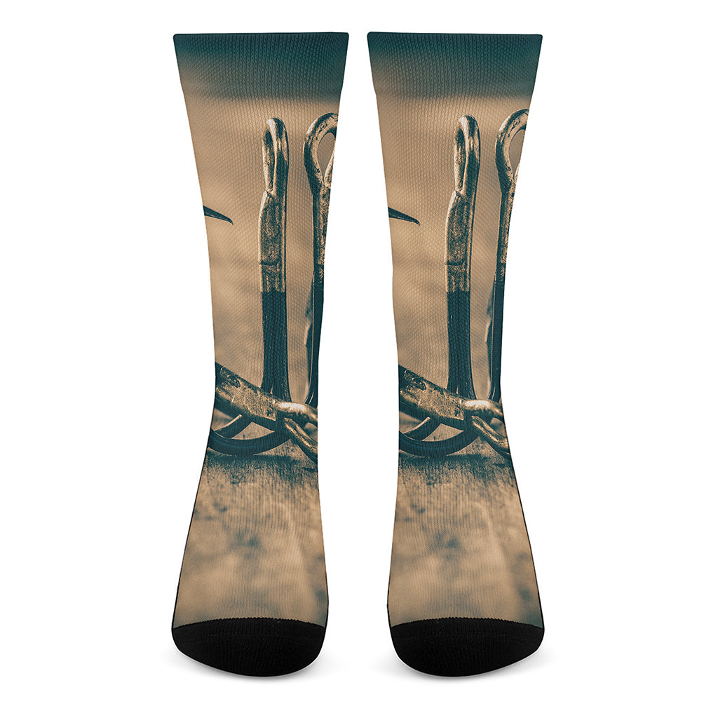 Fishing Hooks Print Crew Socks