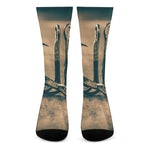 Fishing Hooks Print Crew Socks