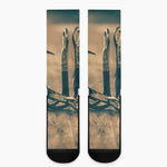 Fishing Hooks Print Crew Socks