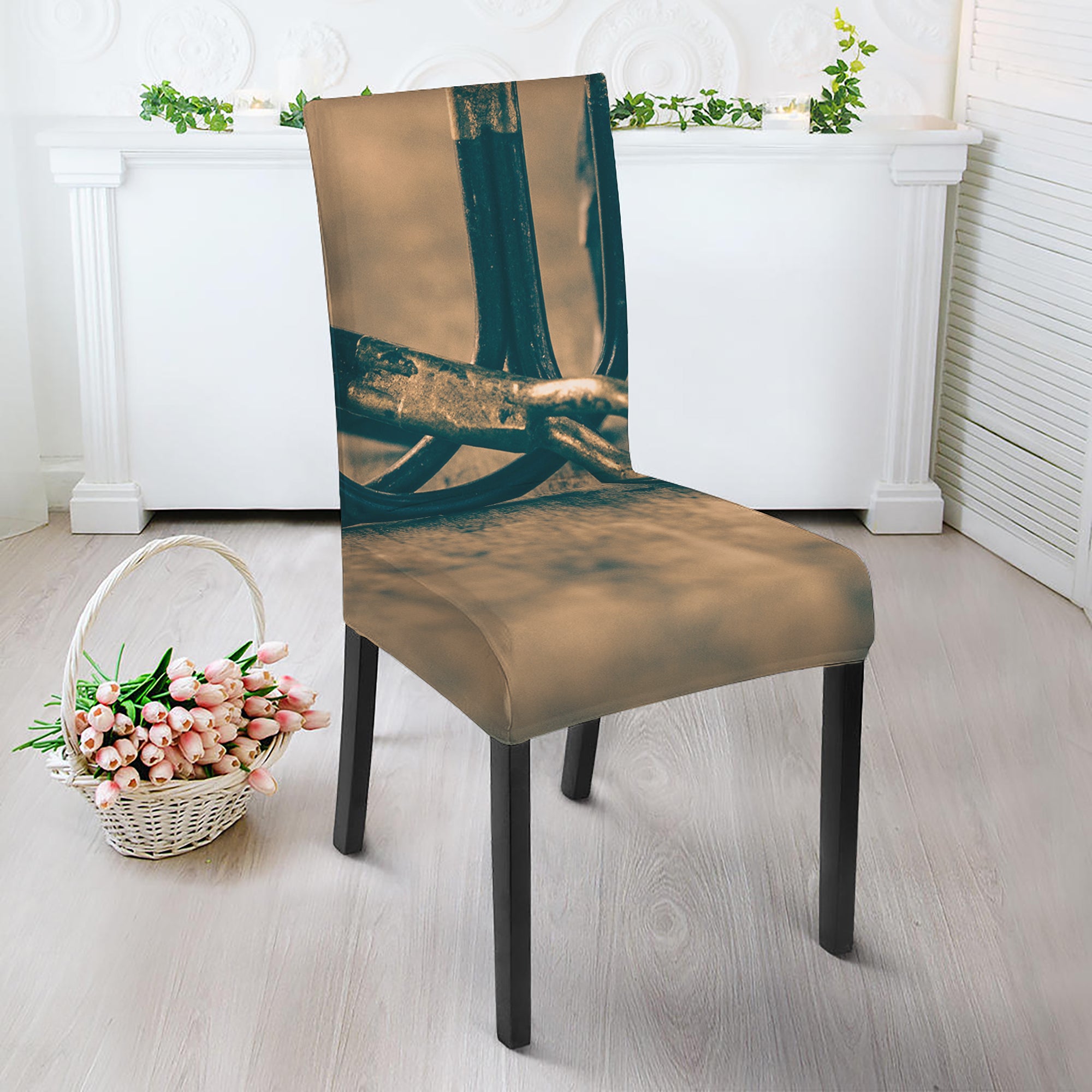 Fishing Hooks Print Dining Chair Slipcover