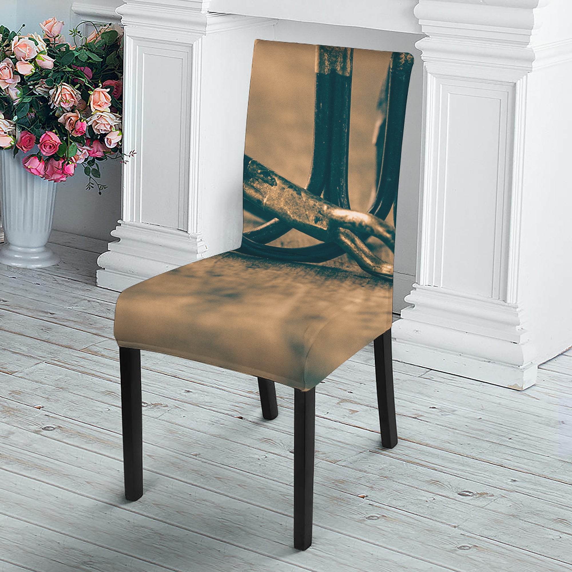 Fishing Hooks Print Dining Chair Slipcover