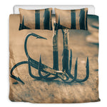 Fishing Hooks Print Duvet Cover Bedding Set