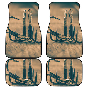 Fishing Hooks Print Front and Back Car Floor Mats