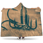 Fishing Hooks Print Hooded Blanket