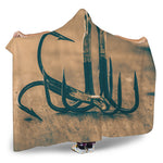 Fishing Hooks Print Hooded Blanket