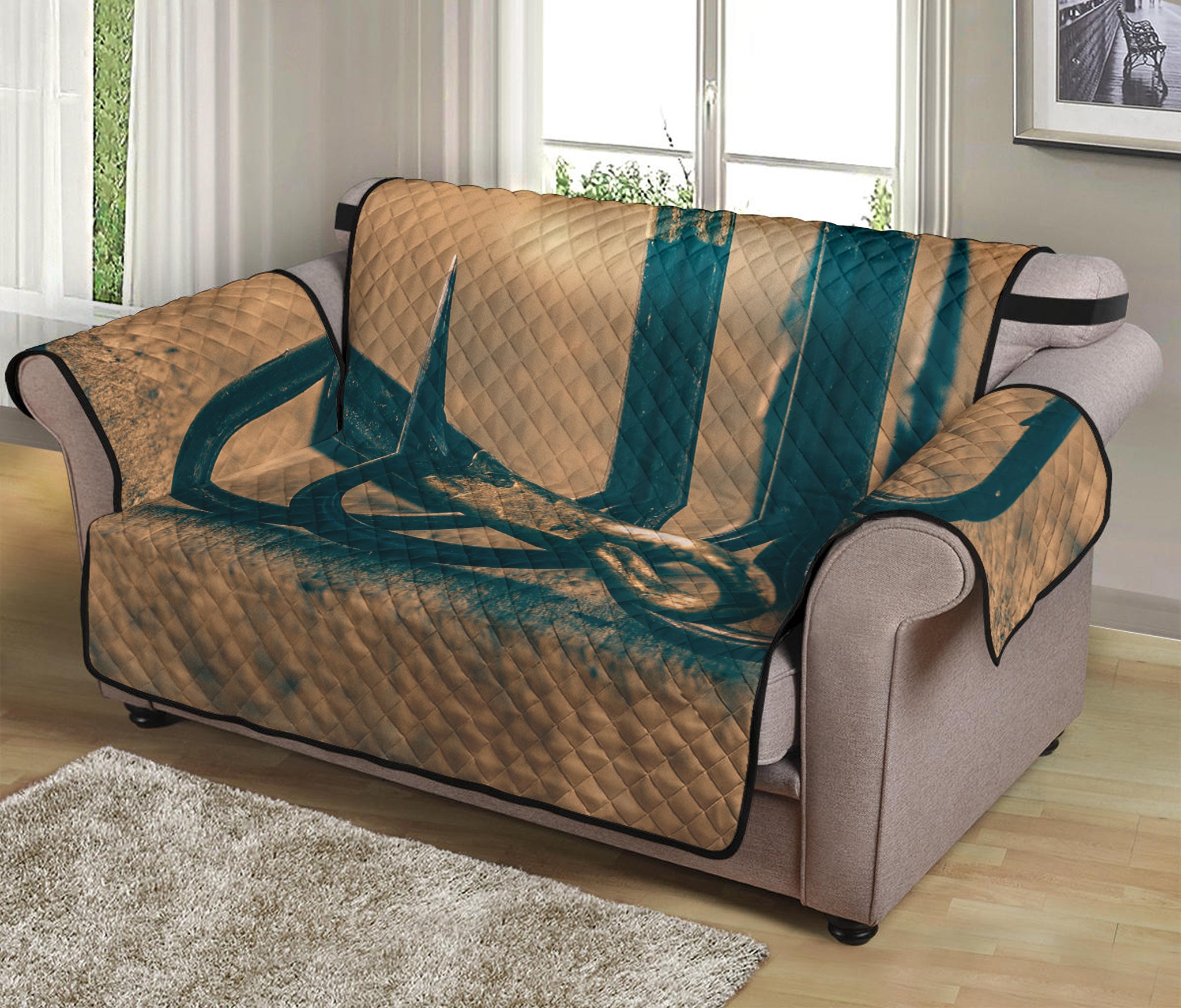 Fishing Hooks Print Loveseat Protector