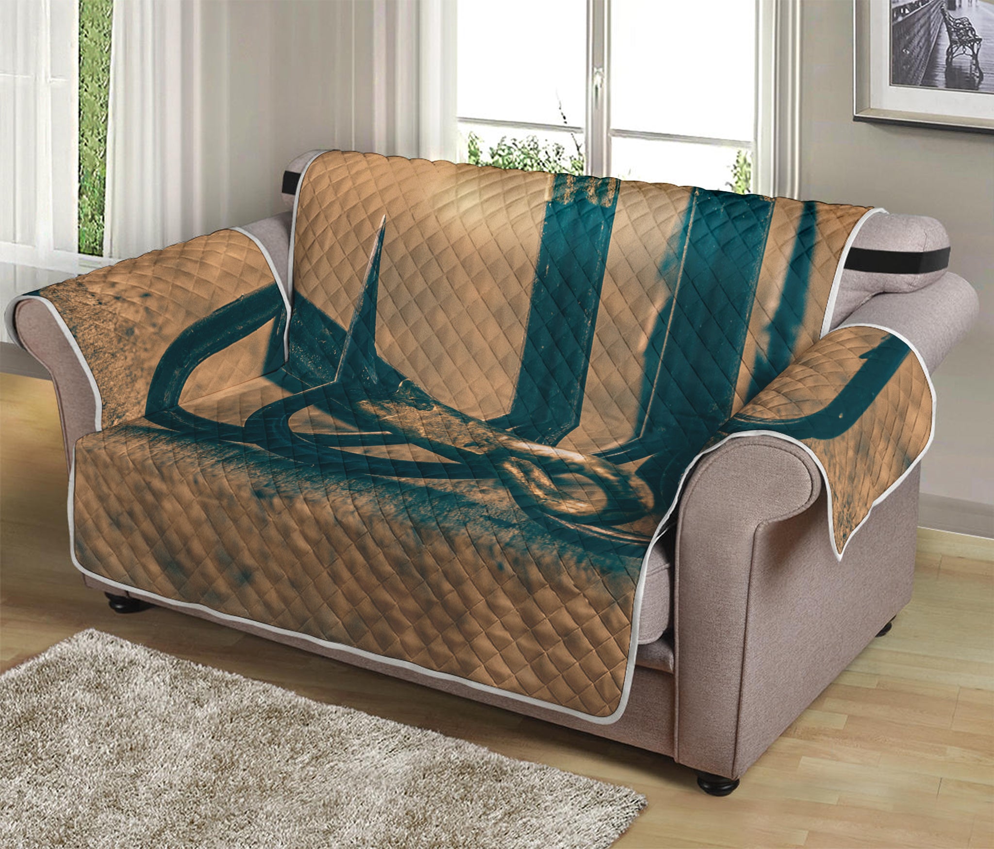 Fishing Hooks Print Loveseat Protector