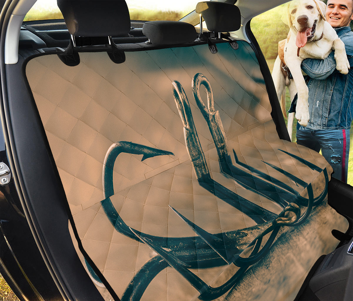 Fishing Hooks Print Pet Car Back Seat Cover