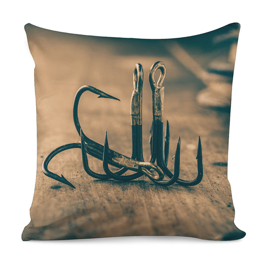 Fishing Hooks Print Pillow Cover