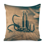 Fishing Hooks Print Pillow Cover