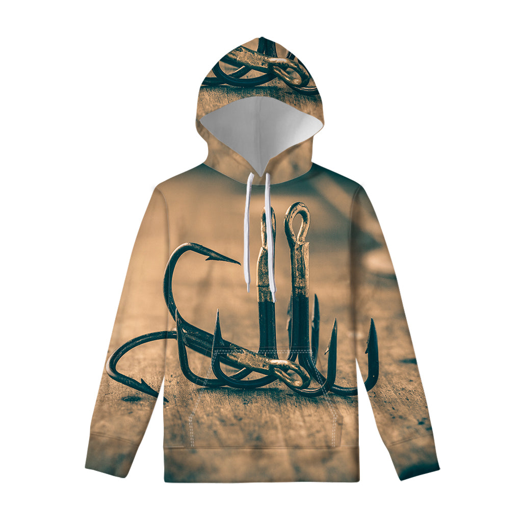 Fishing Hooks Print Pullover Hoodie