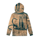 Fishing Hooks Print Pullover Hoodie