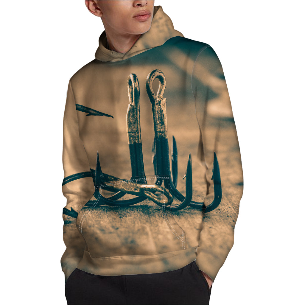 Fishing Hooks Print Pullover Hoodie