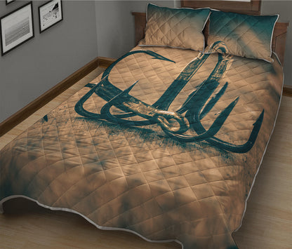 Fishing Hooks Print Quilt Bed Set