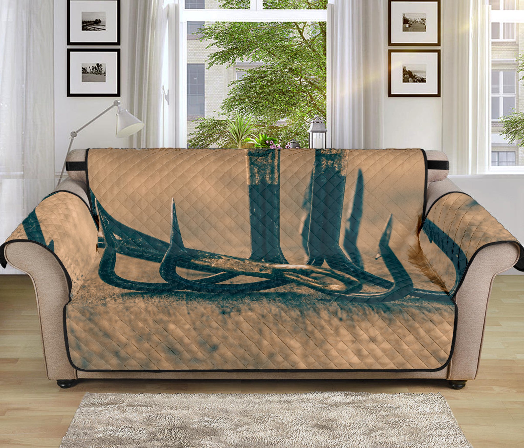 Fishing Hooks Print Sofa Protector