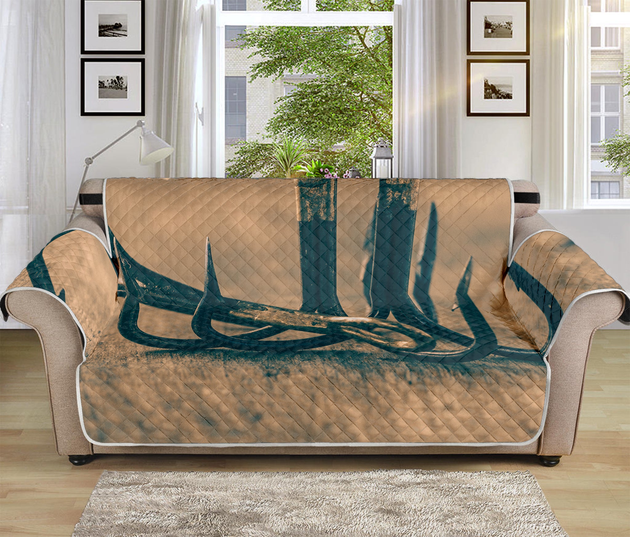 Fishing Hooks Print Sofa Protector