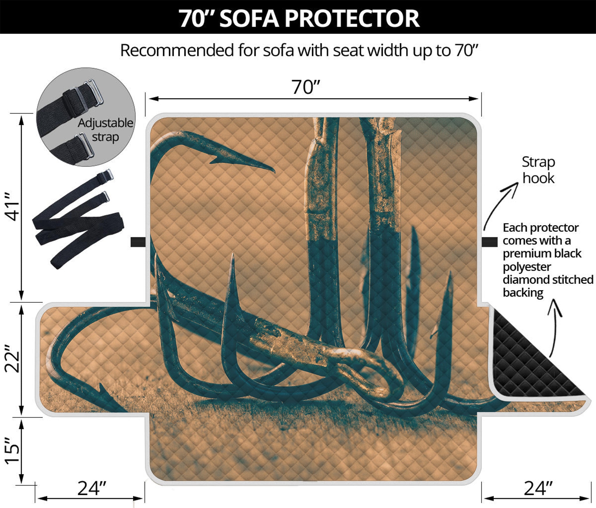 Fishing Hooks Print Sofa Protector