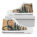 Fishing Hooks Print White High Top Sneakers