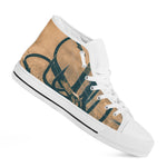 Fishing Hooks Print White High Top Shoes