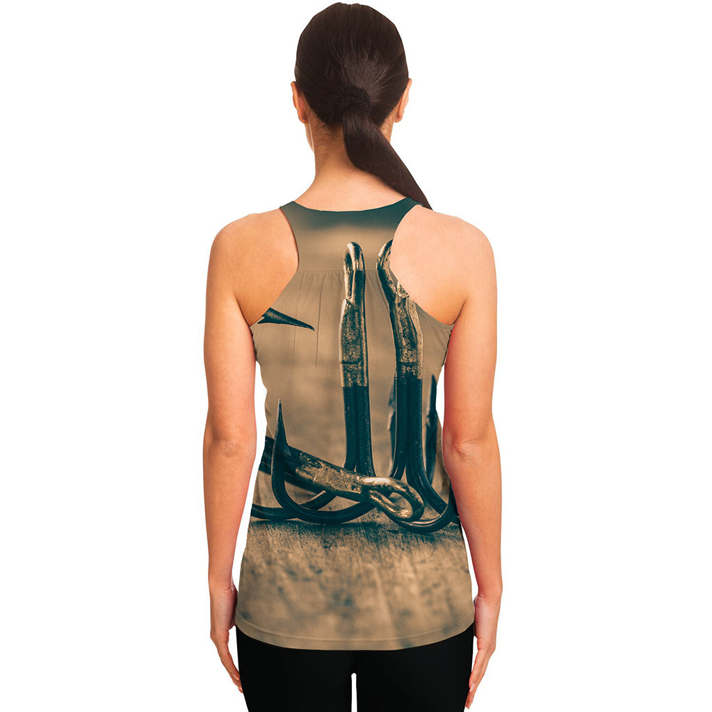 Fishing Hooks Print Women's Racerback Tank Top