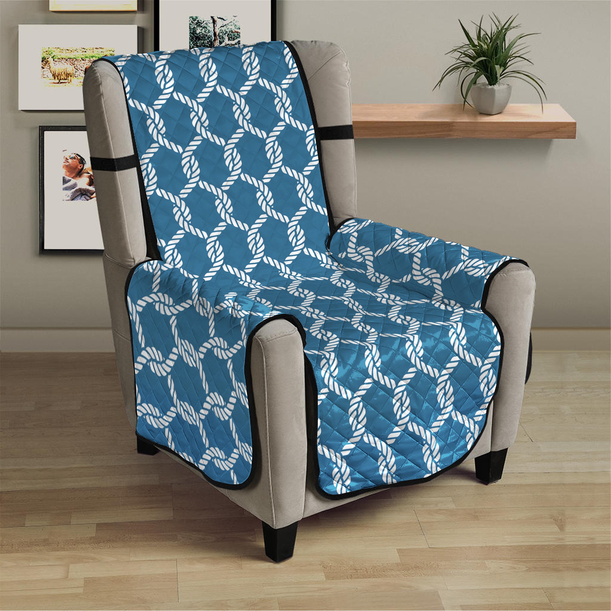 Fishing Rope Knots Pattern Print Armchair Protector