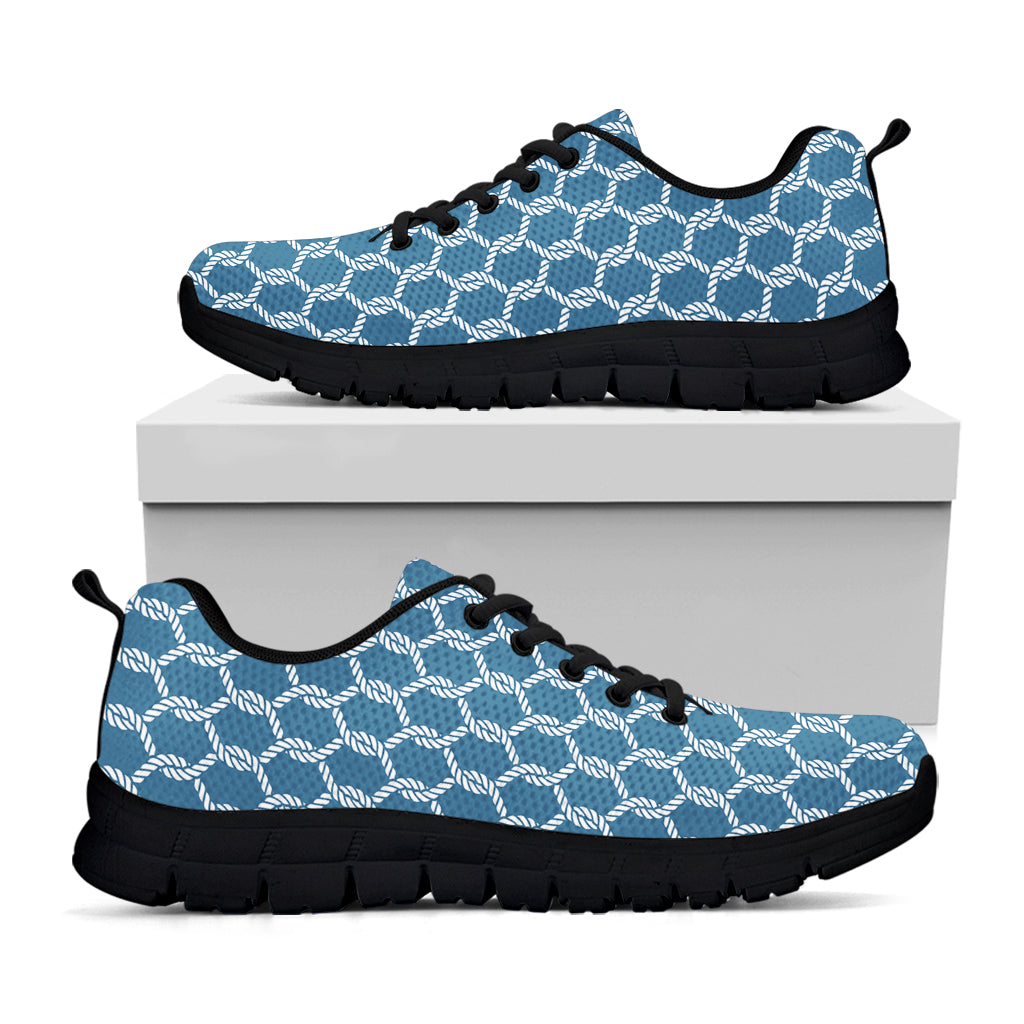 Fishing Rope Knots Pattern Print Black Sneakers