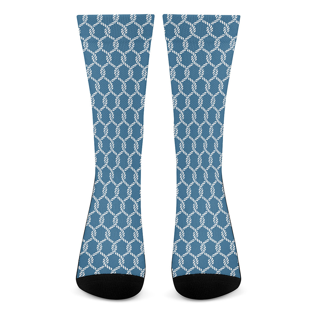 Fishing Rope Knots Pattern Print Crew Socks