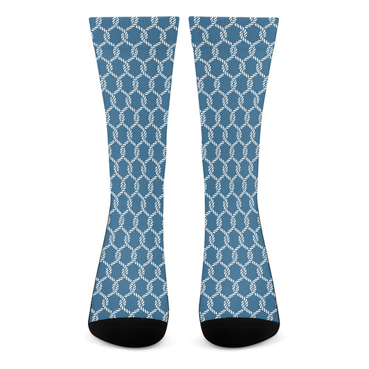 Fishing Rope Knots Pattern Print Crew Socks