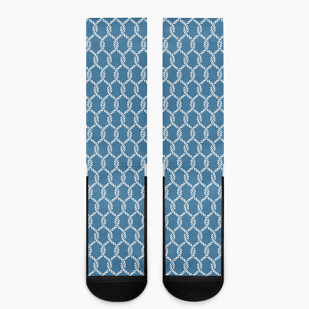 Fishing Rope Knots Pattern Print Crew Socks