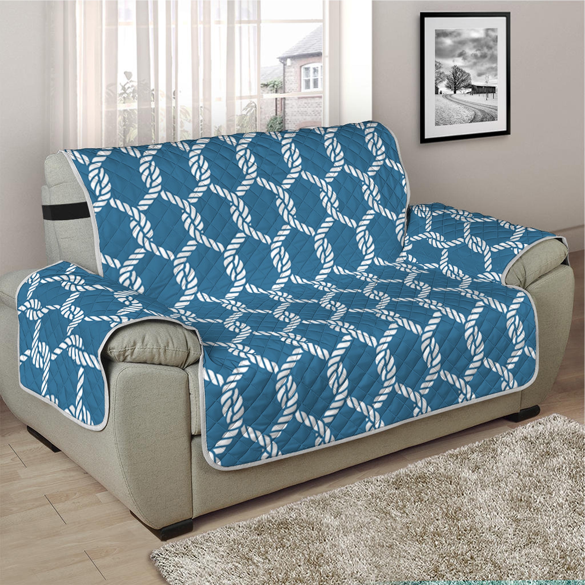 Fishing Rope Knots Pattern Print Half Sofa Protector