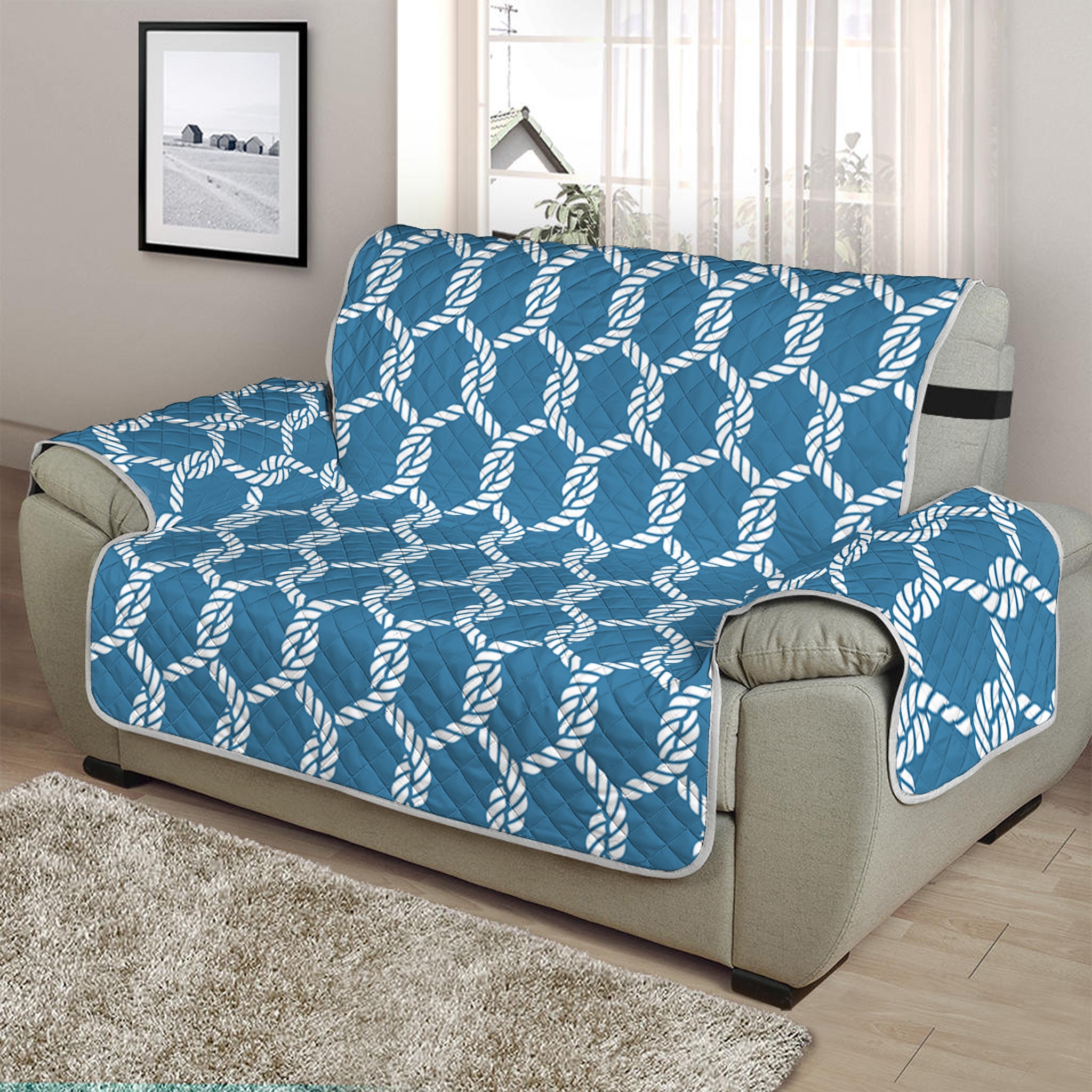 Fishing Rope Knots Pattern Print Half Sofa Protector