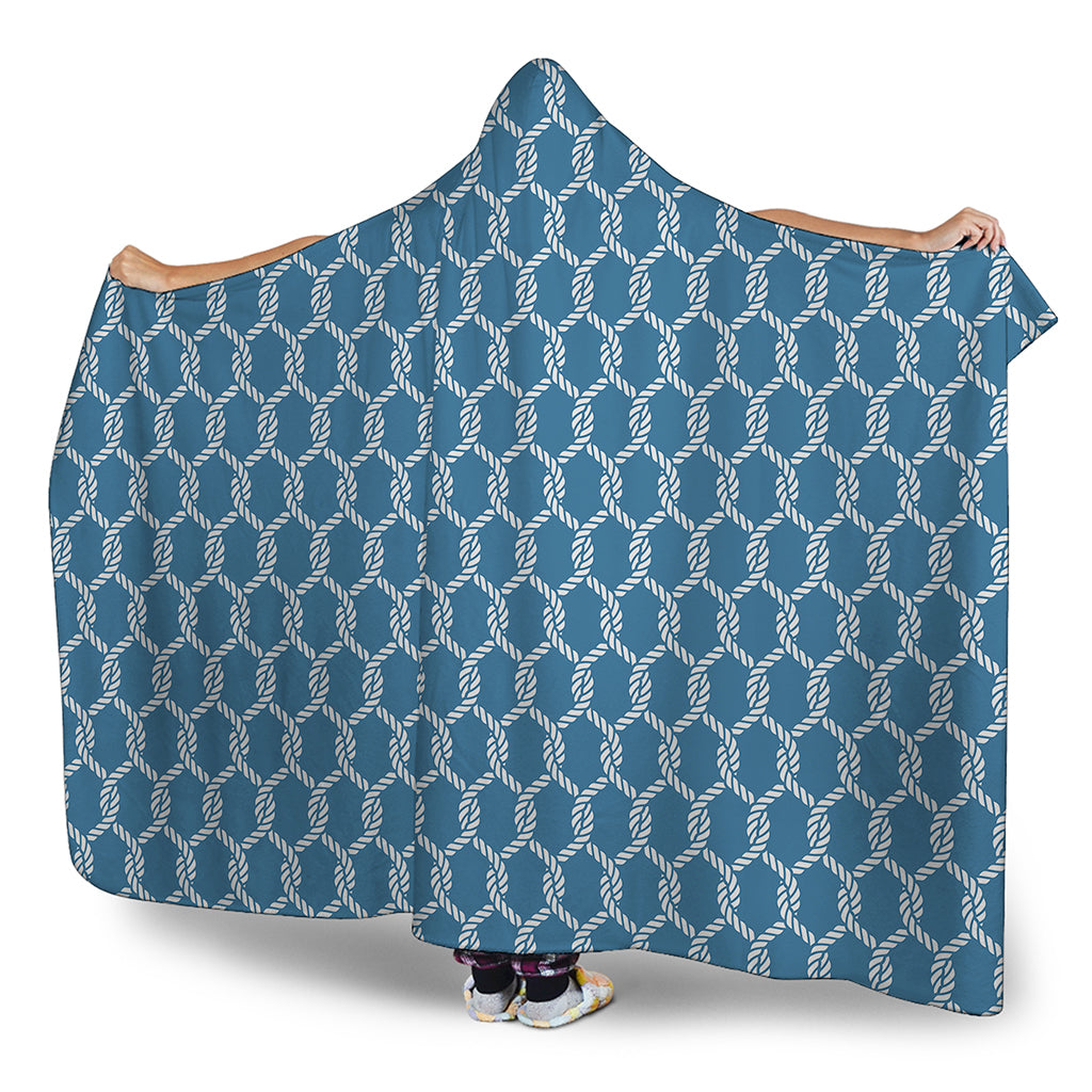 Fishing Rope Knots Pattern Print Hooded Blanket