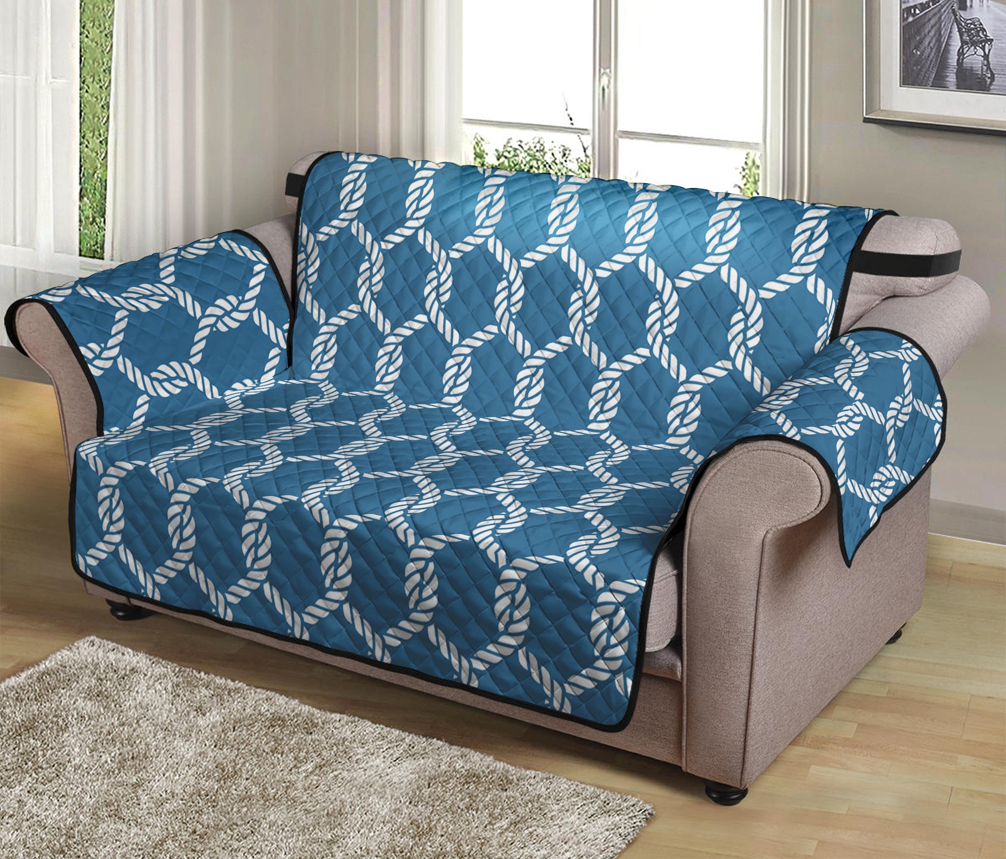 Fishing Rope Knots Pattern Print Loveseat Protector