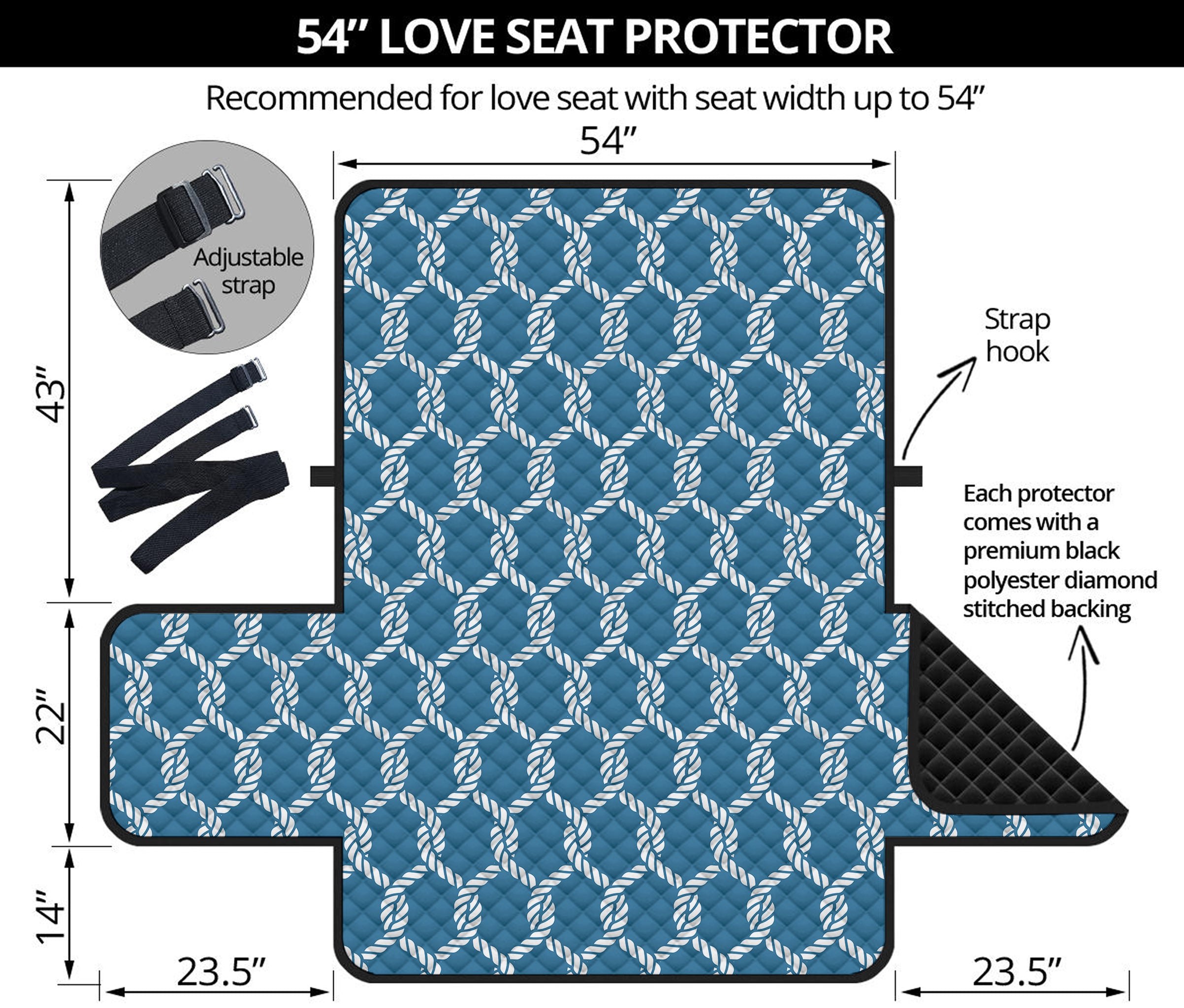 Fishing Rope Knots Pattern Print Loveseat Protector