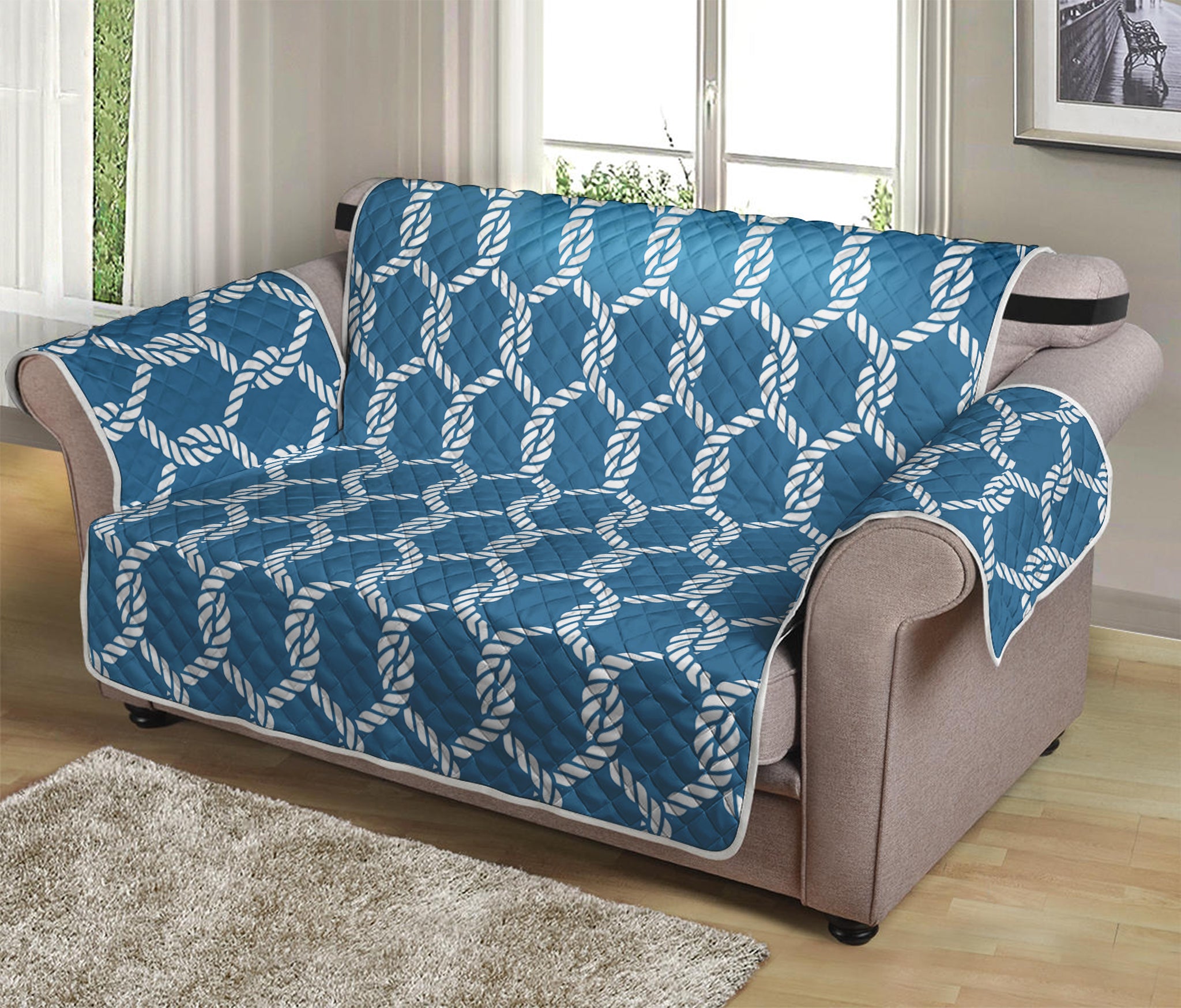 Fishing Rope Knots Pattern Print Loveseat Protector