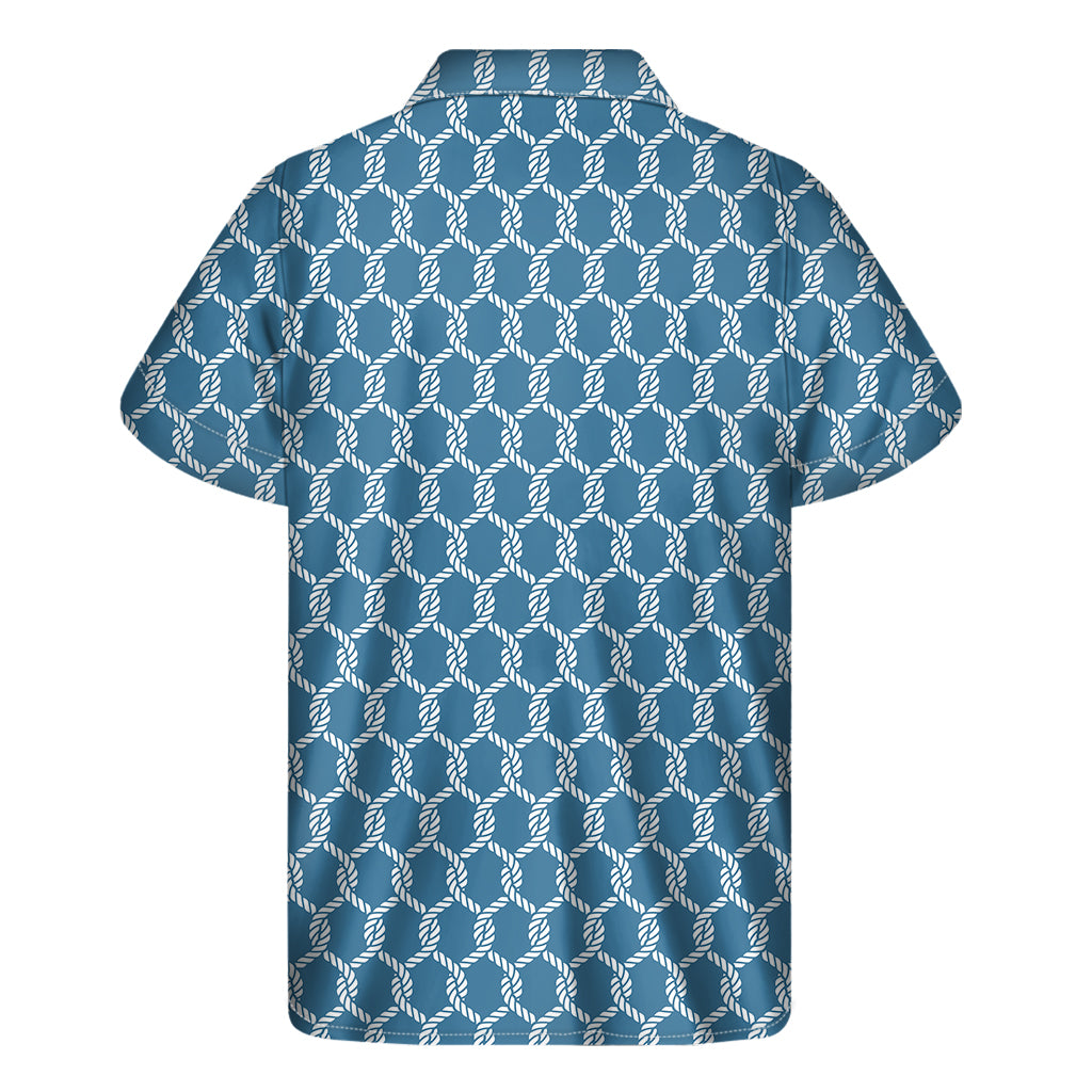 Fishing Rope Knots Pattern Print Men's Short Sleeve Shirt