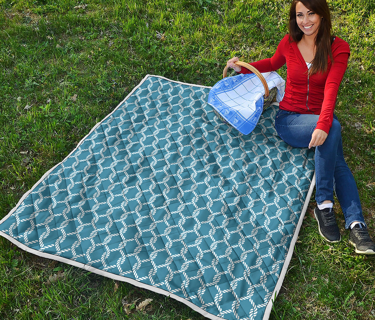 Fishing Rope Knots Pattern Print Quilt