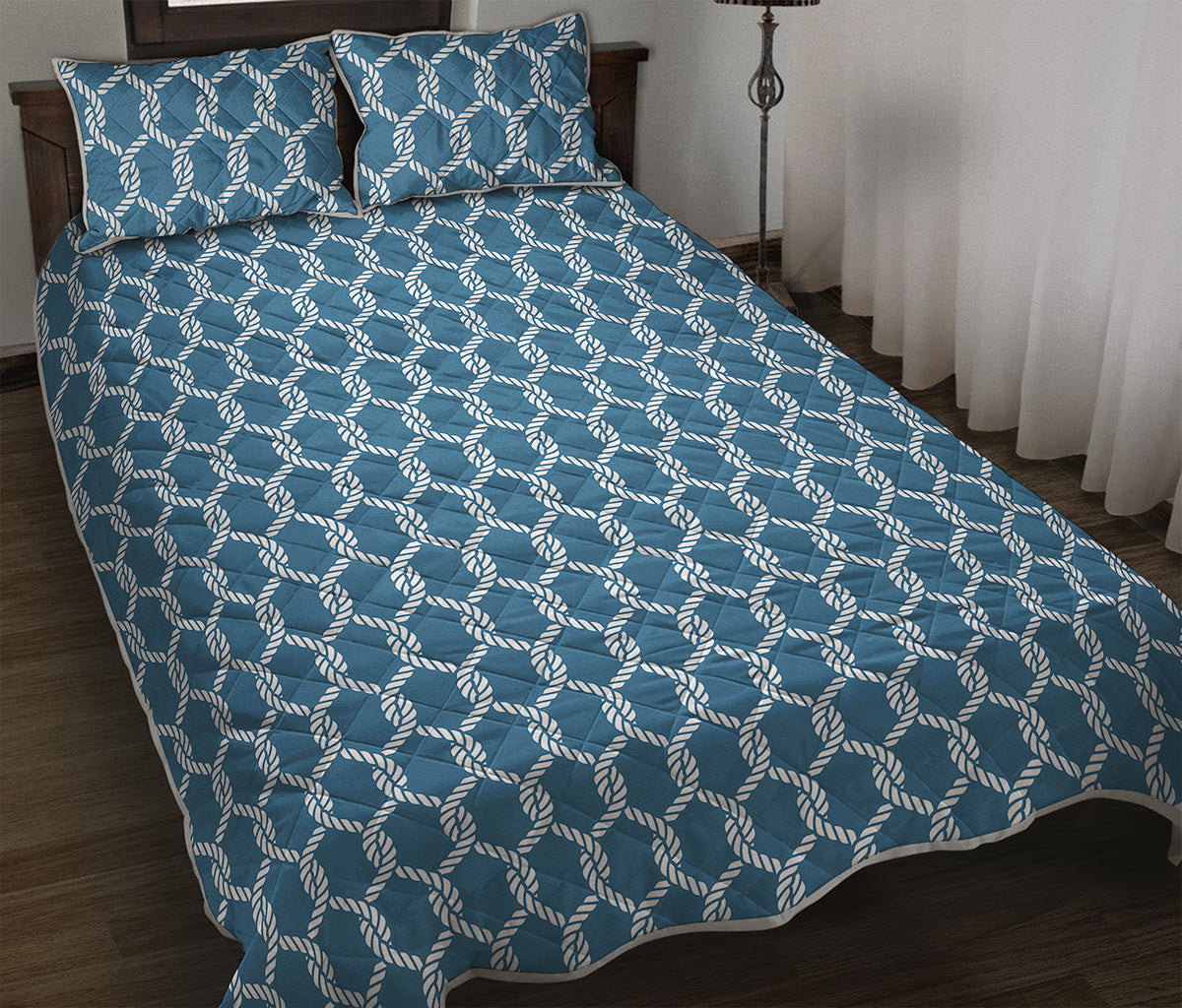 Fishing Rope Knots Pattern Print Quilt Bed Set