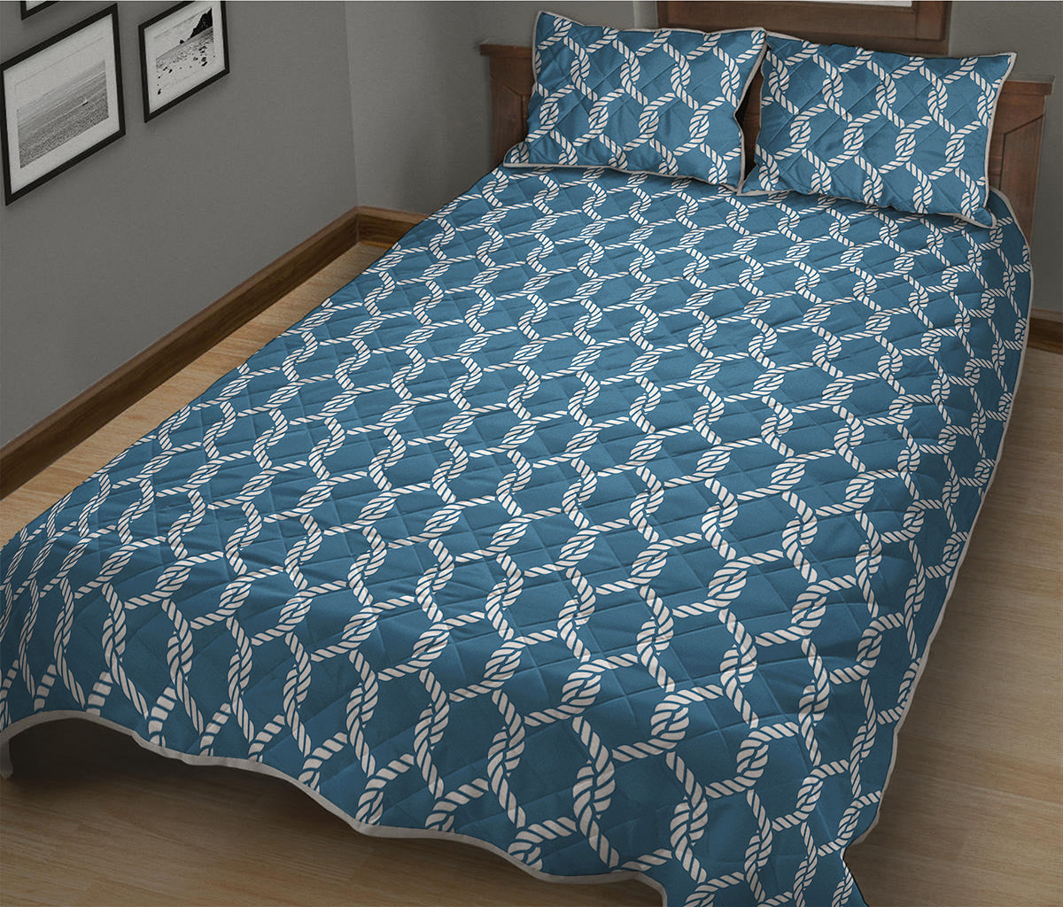 Fishing Rope Knots Pattern Print Quilt Bed Set