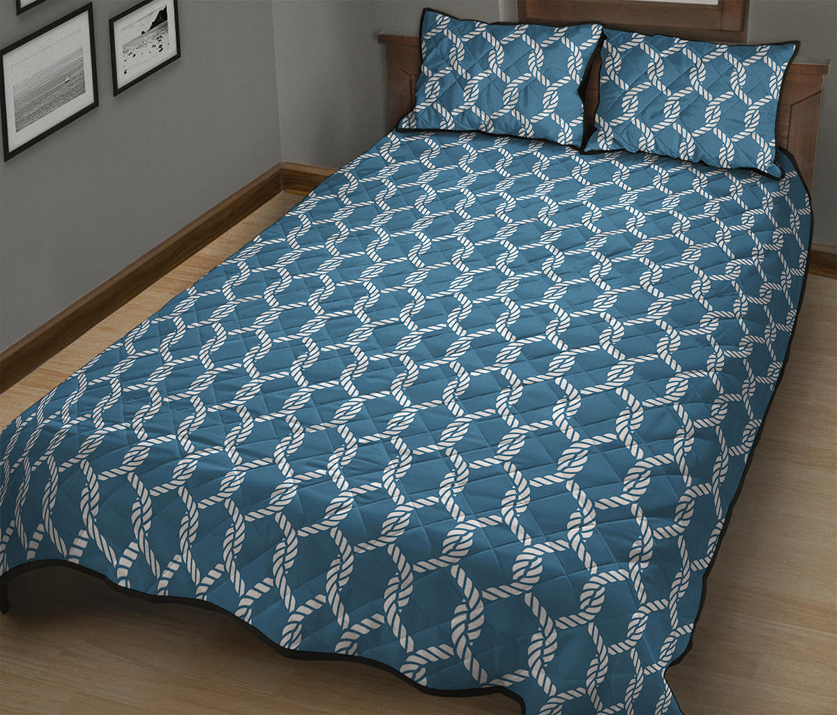 Fishing Rope Knots Pattern Print Quilt Bed Set