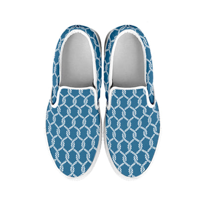 Fishing Rope Knots Pattern Print White Slip On Shoes
