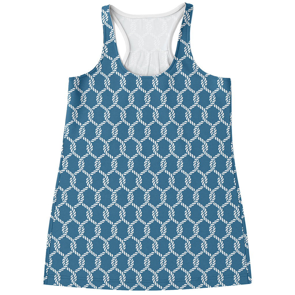 Fishing Rope Knots Pattern Print Women's Racerback Tank Top