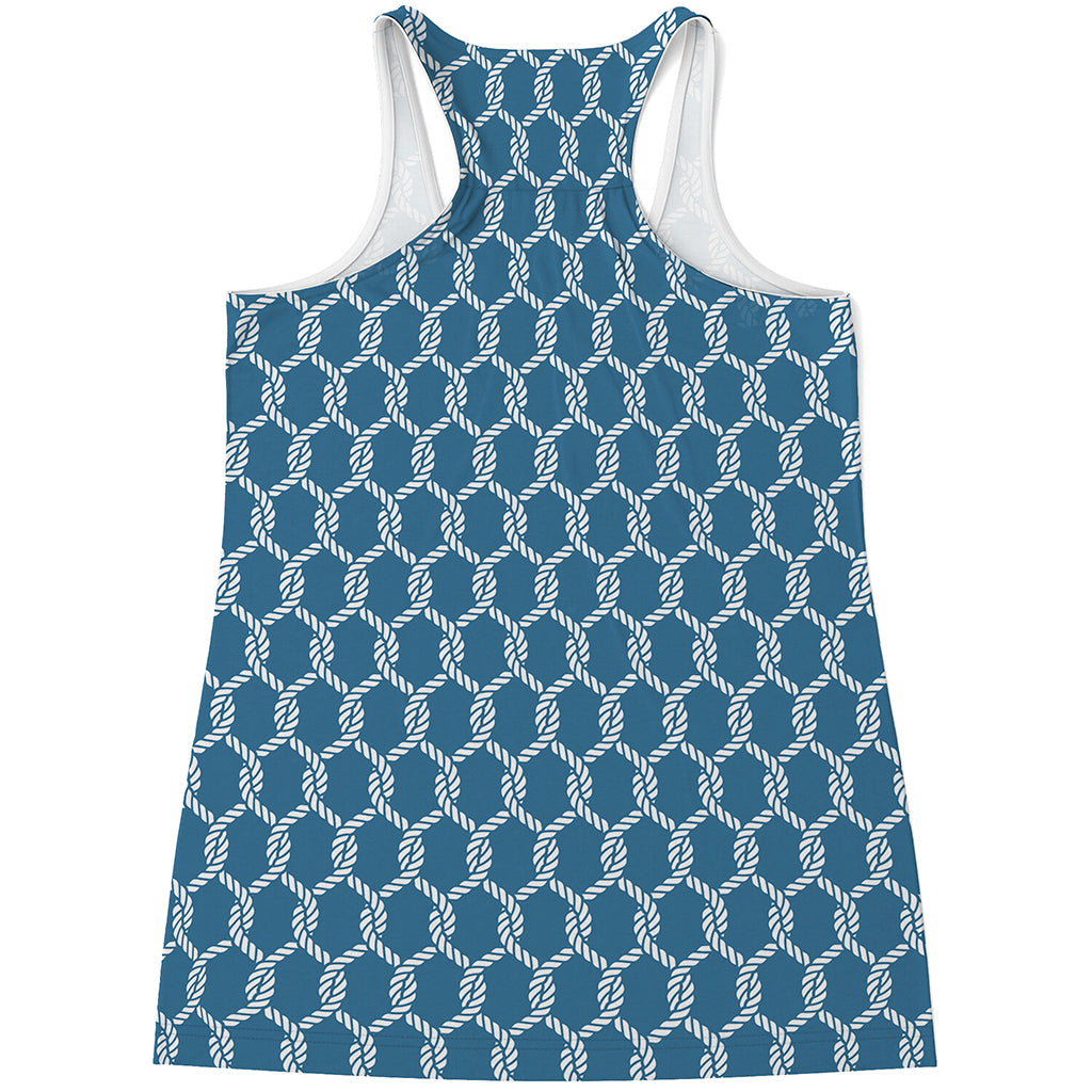 Fishing Rope Knots Pattern Print Women's Racerback Tank Top