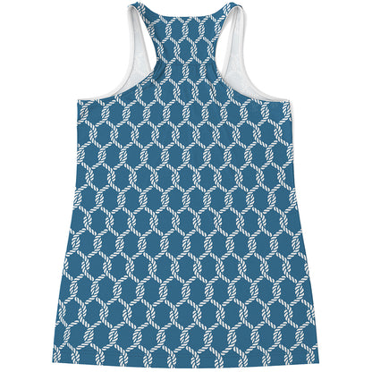 Fishing Rope Knots Pattern Print Women's Racerback Tank Top